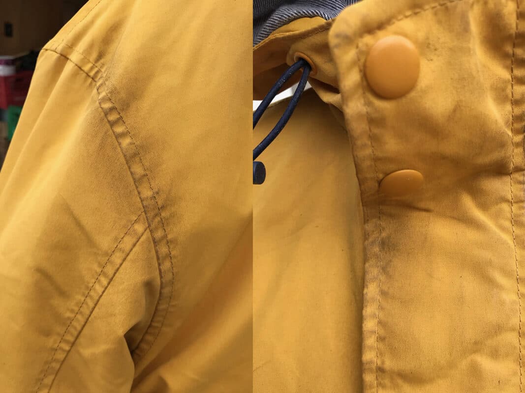 Detail aging of shoulder and neck of Yellow Jacket